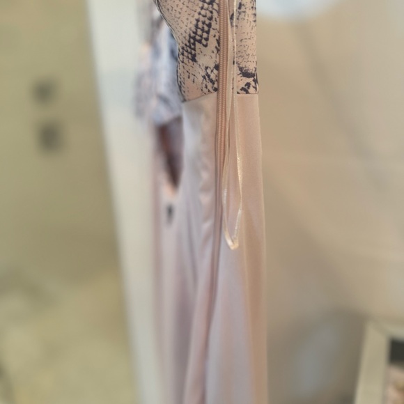 ‘A Love Like You’ M silk draped mini slipdress in unique pink w navy snake print - Picture 9 of 12